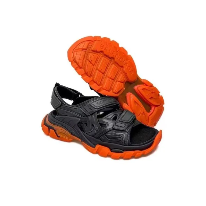 Balenciaga Beach Sandals Men's Black Orange-5