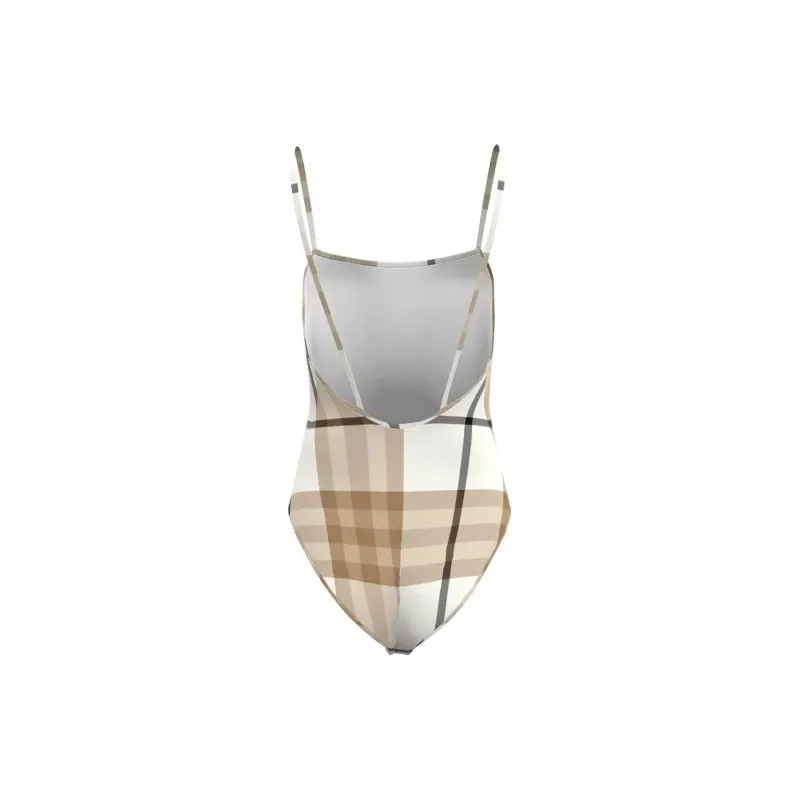 Burberry Check Print Swimsuit 'Frosted White/Beige'-1