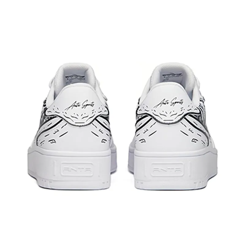 Stash x Anta Coverage Warm Slip Resistant Low Top Skateboard Shoes Men's White Black-3