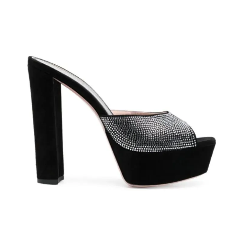 Gedebe Genuine Leather Sole Slide Slippers Women's Black-1