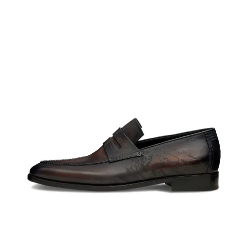 BERLUTI Andy Demesure Neo Scritto Loafers Men's Charcoal Brown