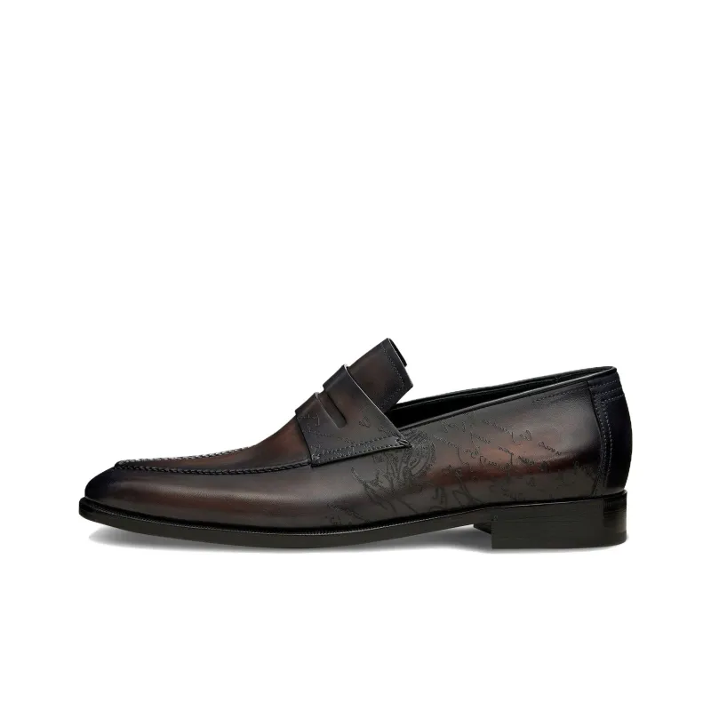 BERLUTI Andy Demesure Neo Scritto Loafers Men's Charcoal Brown-0