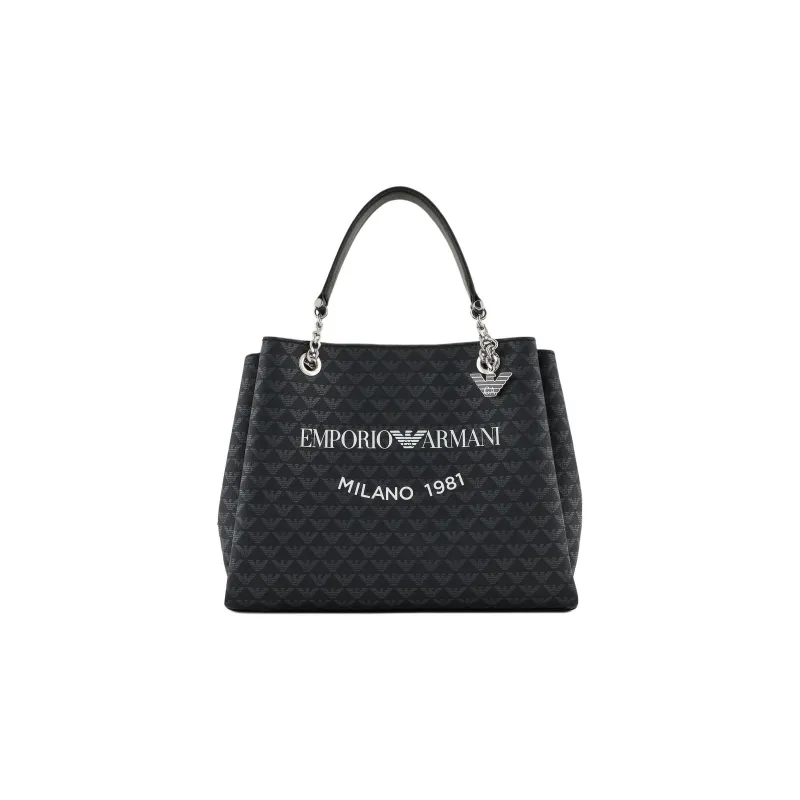 EMPORIO ARMANI Polyester Tote Bag, Shopping Bag, Shoulder Bag, Crossbody Bag, Handbag Women's Black-0