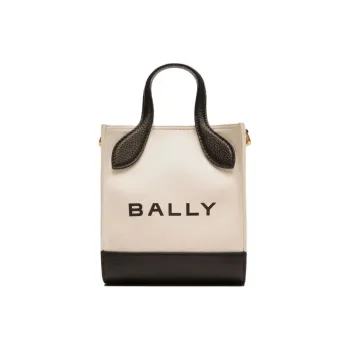 BALLY Leather Tote Bag Shopping Bag Crossbody Handbag Mini Women's White
