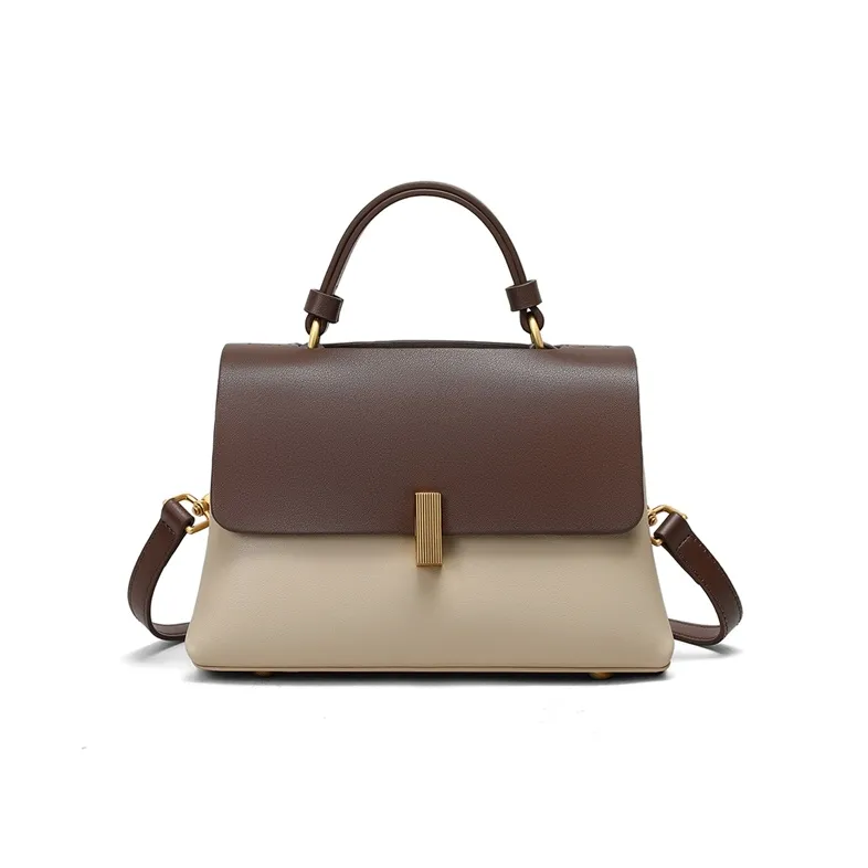 VINEY Cow Leather Handbag, Shoulder Bag, Crossbody Bag Regular Women's Beige Coffee-2