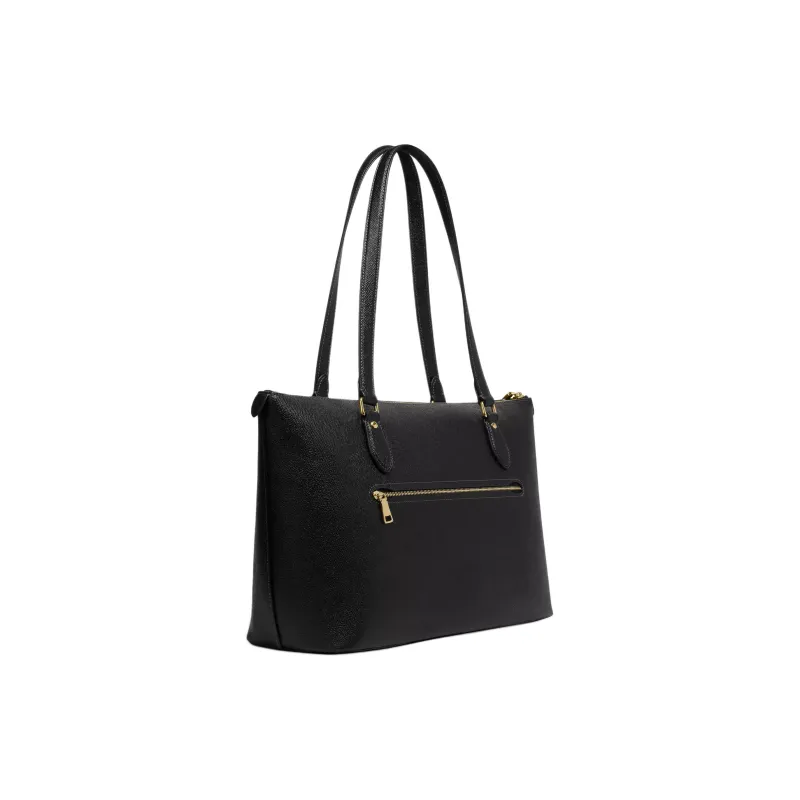 COACH Gallery Cross Grain Leather Tote Bag, Shopping Bag, Shoulder Bag, Handbag Tubas Women's Black-1