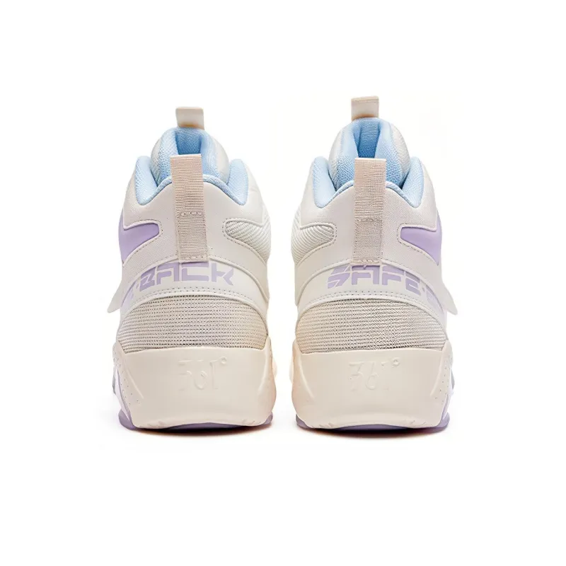 361° Touch Moon Warm Wear Resistant Slip Resistant High Top Skateboard Shoes Women's White Purple-3