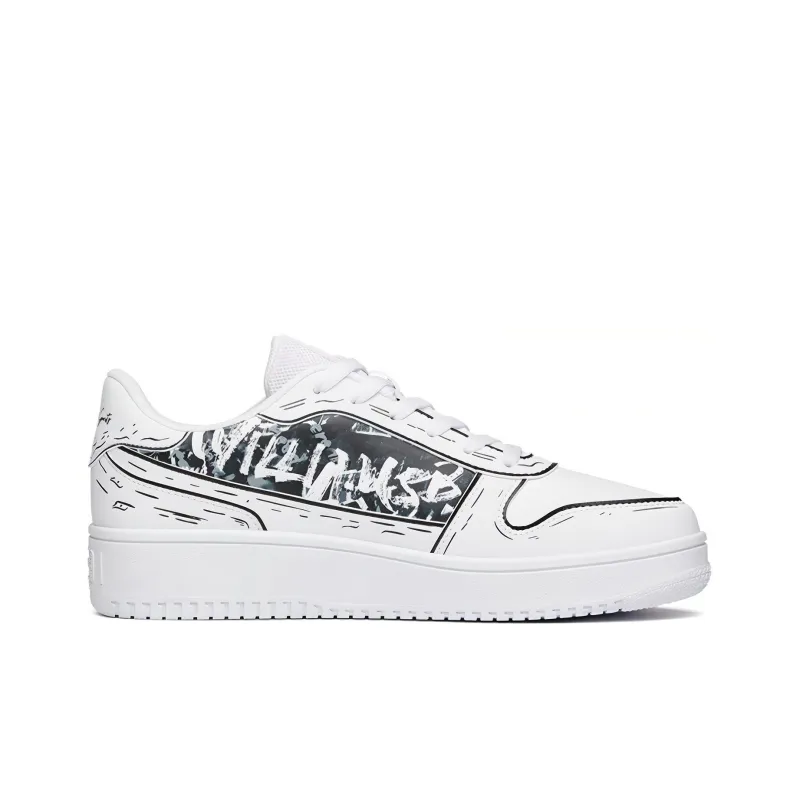 Stash x Anta Coverage Warm Slip Resistant Low Top Skateboard Shoes Men's White Black-1