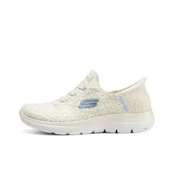 Skechers Cushioning Breathable Low Top Running Shoes Women's Ivory