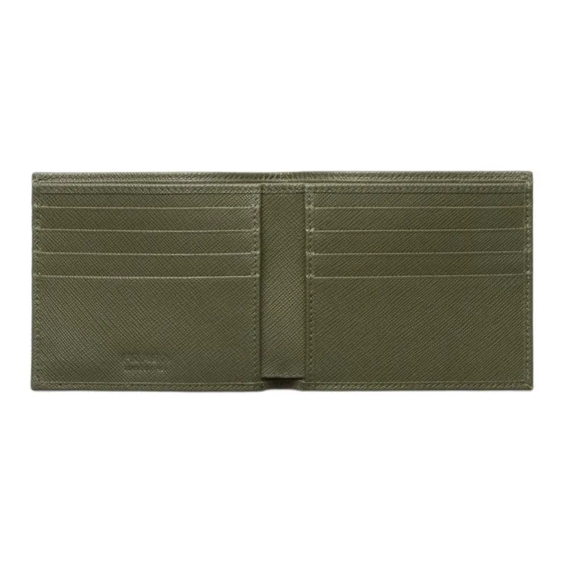 PRADA Saffiano Leather Wallet Men's Dark Olive Green-2