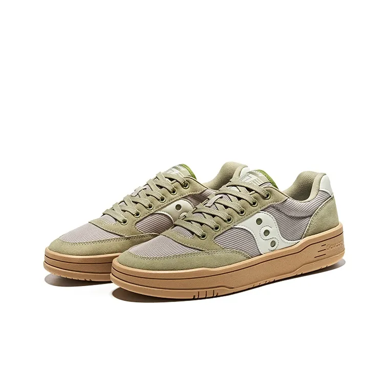 Saucony CROSS JZ Cushioned Wear Resistant Coverage Low Top Casual Running Shoes Unisex Gray Green-2