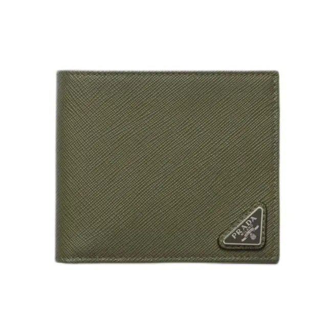 PRADA Saffiano Leather Wallet Men's Dark Olive Green-0