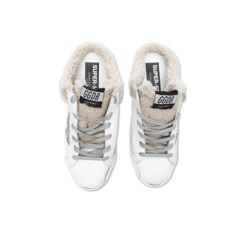 Golden Goose Super Star Sabot White Silver Beige Women's-4