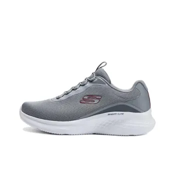 Skechers Cushioning, Wear Resistant Low Top Casual Running Shoes Men's Gray Red