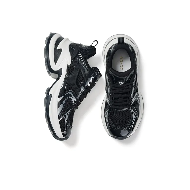 GG CC Chunky Sneakers Women's Low Top Black/Silver-1