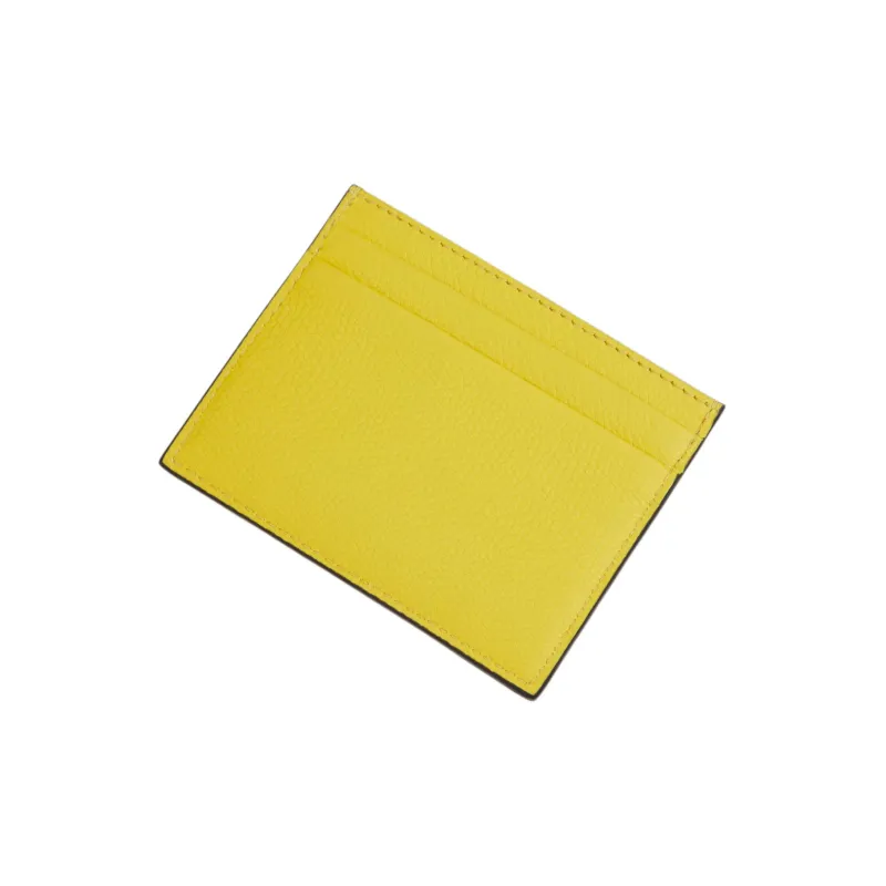 Valentino Grain Cow Leather Card Holder Women's Cedar Yellow-2