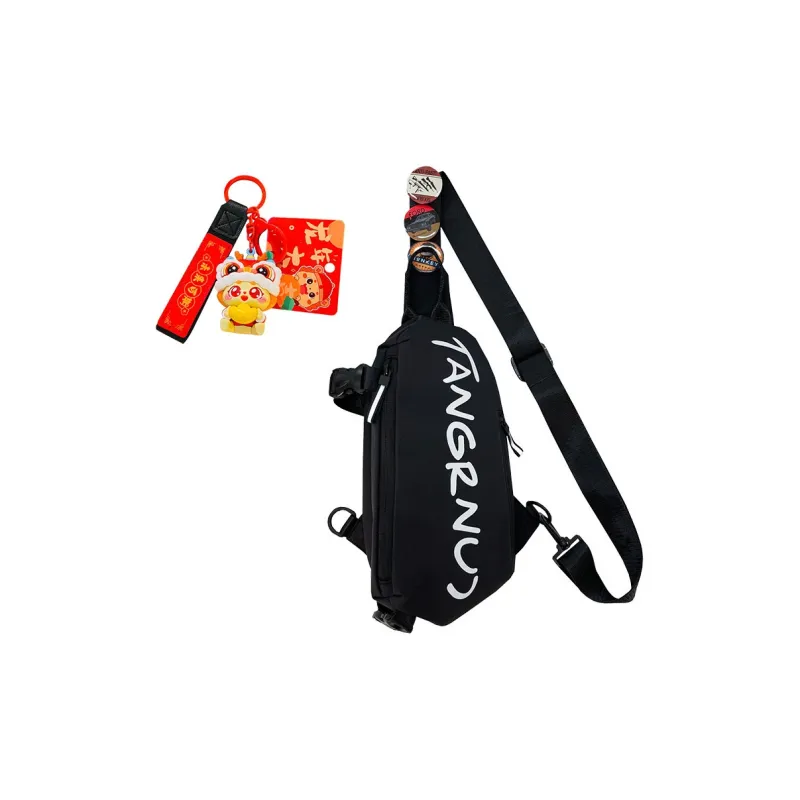 Techson Nylon Fabric Sling Bag Regular Unisex Black/White-3