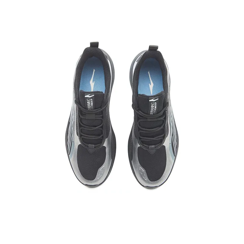 Erke Cushioning Anti Slip Wear Resistant Breathability Low Top Casual Running Shoes Women's Black Blue-3
