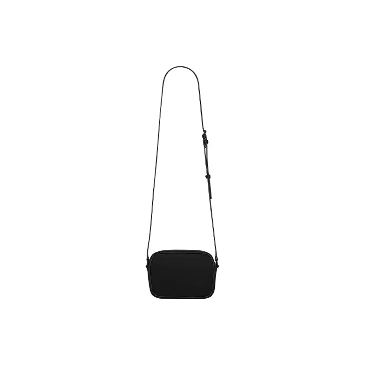 SAINT LAURENT Camp Camera Bag In Nylon And Lambskin Small Black-4