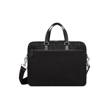 Valentino Calfskin Detail Briefcase, Shoulder Bag, Crossbody Bag, Handbag Men's Black
