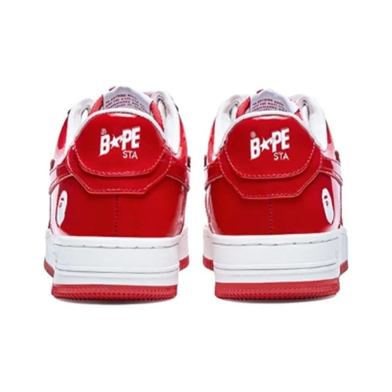 BAPE A BATHING APE Bape Sta Patent Leather White Red 2023-4