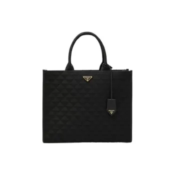 PRADA Symbole Leather Tote Bag Shopping Bag Handbag Large Size Women's Black