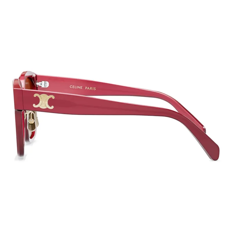 CELINE Metal Acetate Irregular Shape Sunglasses Unisex Red-3