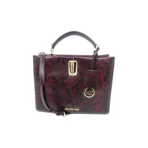 MICHAEL KORS Embossed Leather tote Liuto Bag Shopping Bag Handbag Medium Size Women's Melon Red