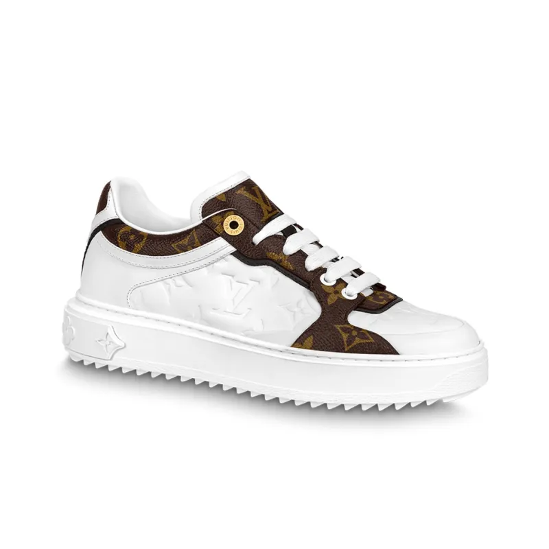 LOUIS VUITTON Time Out Sneakers 'White Monogram With Brown Monogram' Women's-1