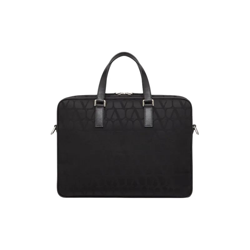 Valentino Calfskin Detail Briefcase, Shoulder Bag, Crossbody Bag, Handbag Men's Black-3