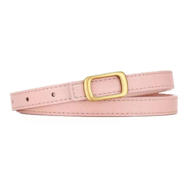 AUGTARLION Trendy Fashion Dress Decoration Smooth Buckle Leather Belts Women's Black/Pink Width  1.5cm-3