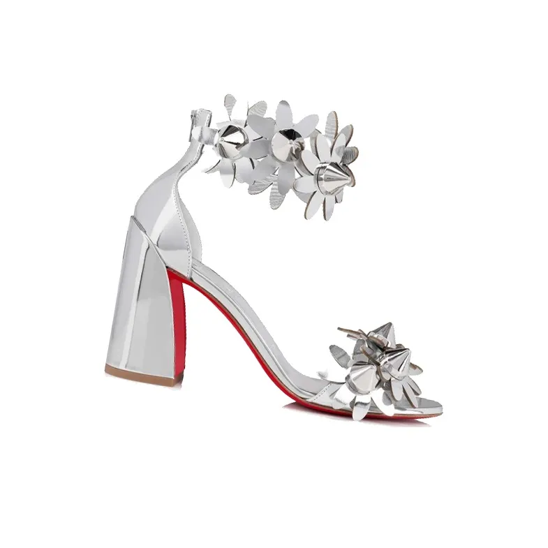 CL LUBOTING Strap Sandals Women's Silver-1