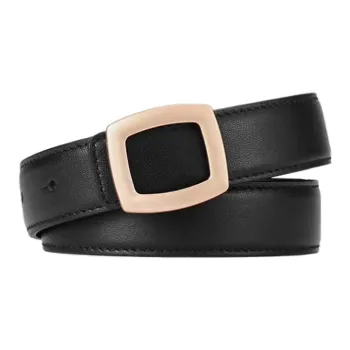 AUGTARLION Minimalist Style Convenient Square Buckle Elegance Slim Waist Leather Belts Women's Brown/Black Width 2.8cm
