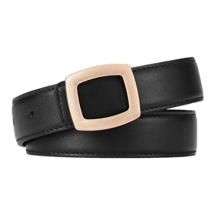 AUGTARLION Minimalist Style Convenient Square Buckle Elegance Slim Waist Leather Belts Women's Brown/Black Width 2.8cm-0