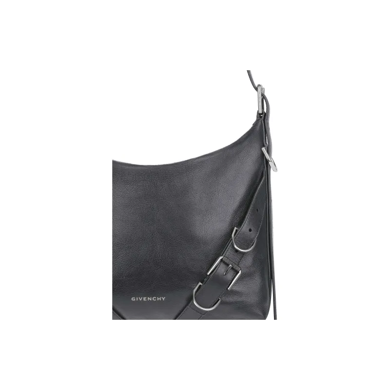 Givenchy Voyou Shiny Grained Cow Leather Shoulder Bag Crossbody Bag Men's Dark Gray-4