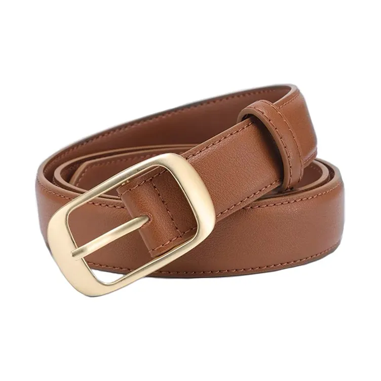 AUGTARLION Fashion Minimalist Style Durable Solid Color Metal Buckle Leather Belts Women's Black/Brown Width 2.8cm-3