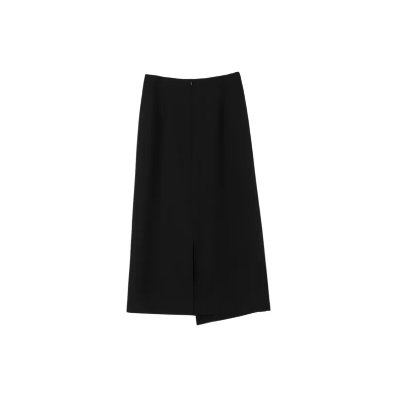 Late White Casual Long Skirts Women's Black-3