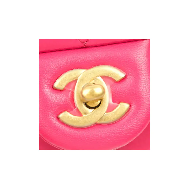 CHANEL Little Golden Ball Lambskin Flap Bag, Shoulder Bag, Crossbody Bag Mini Women's Rose Red & Deep Pink-8