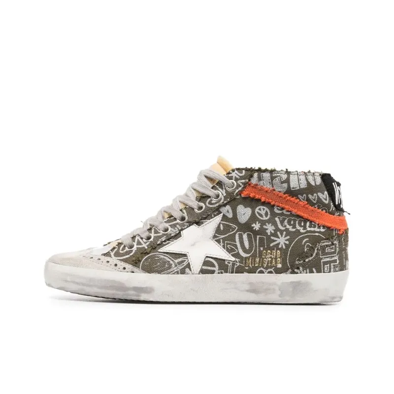 Golden Goose Mid Star Lettering Print High-top Sneakers-0