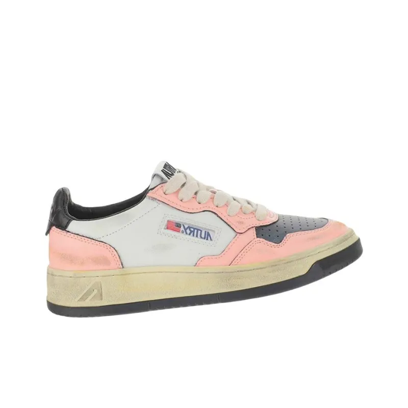 AUTRY Medalist Super Vintage Low Leather Sneakers 'White Pink Black' Women's-1