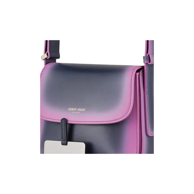 GIORGIO ARMANI Cow Leather Shoulder Bag Crossbody Bag Women's Navy Stacked Purple-4