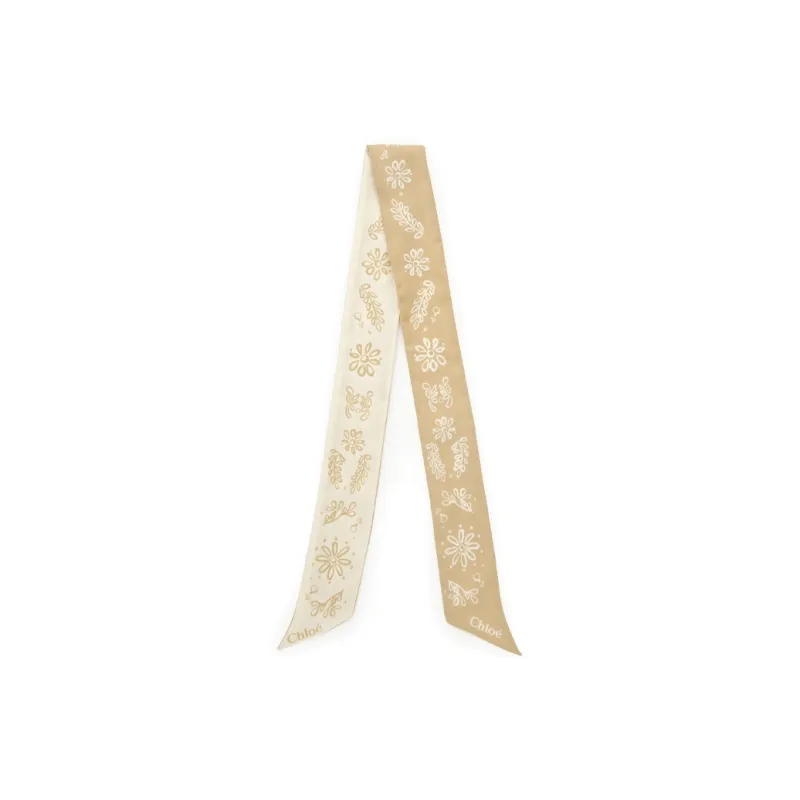 Chloe Silk Scarves Women's Beige-0