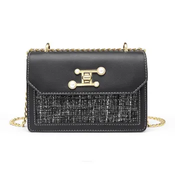 AUGTARLION PU With Artificial Leather And Fabric Small Square Bag Shoulder Bag Crossbody Bag Regular Women's Black