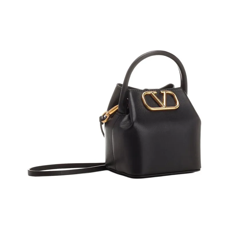 Valentino Lambskin Bucket Bag, Shoulder Bag, Crossbody Bag, Handbag Regular Women's Black-1