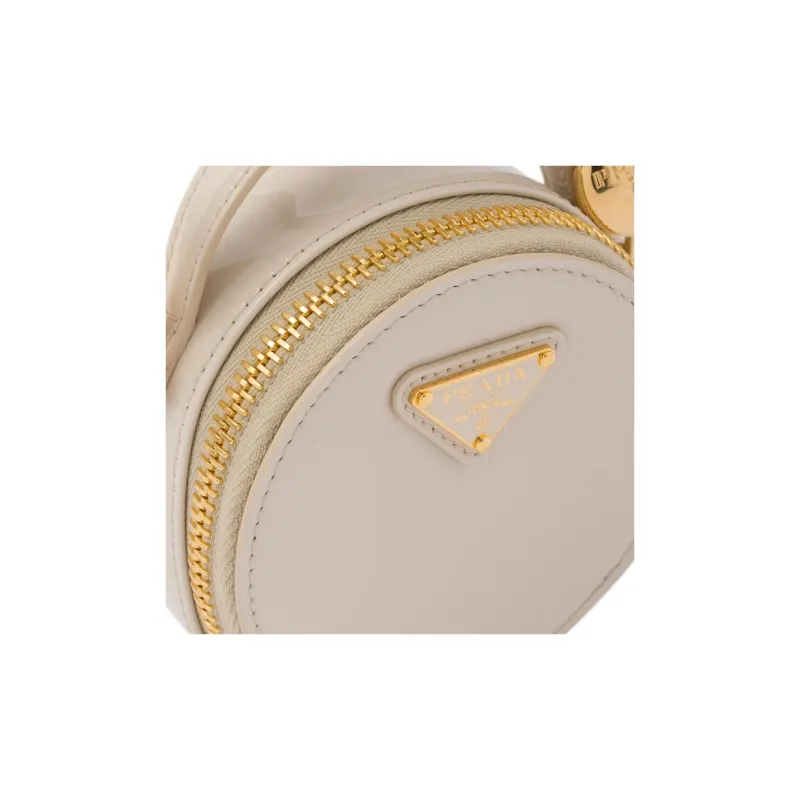 PRADA Patent Leather Leather Portable Crossbody Bag Shoulder Bag Mini Women's Ivory-4