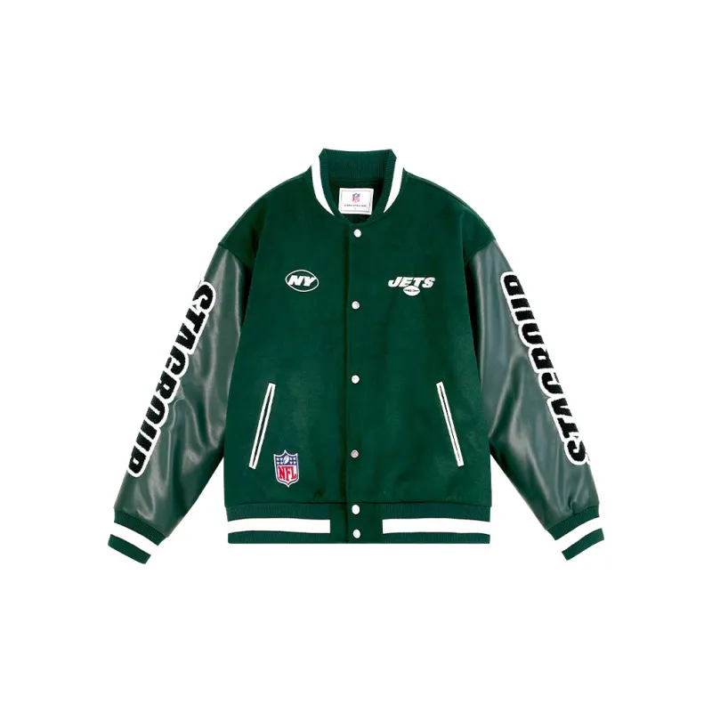 NFL X STA Co branded Series Baseball Jacket Unisex Green-1