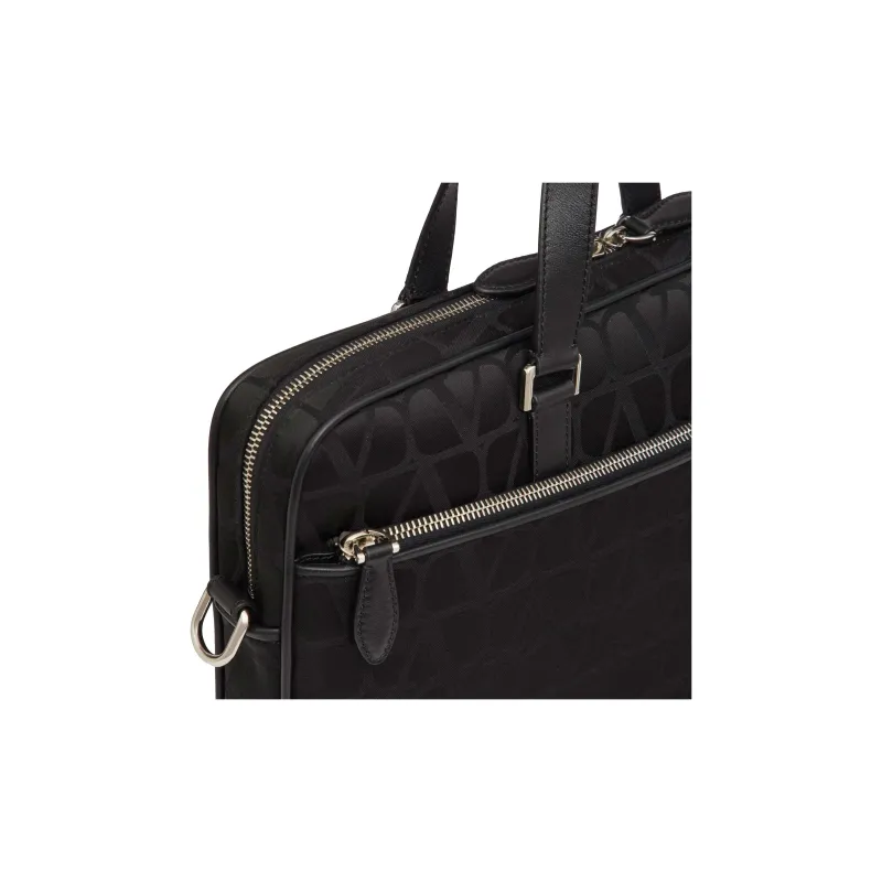 Valentino Calfskin Detail Briefcase, Shoulder Bag, Crossbody Bag, Handbag Men's Black-6