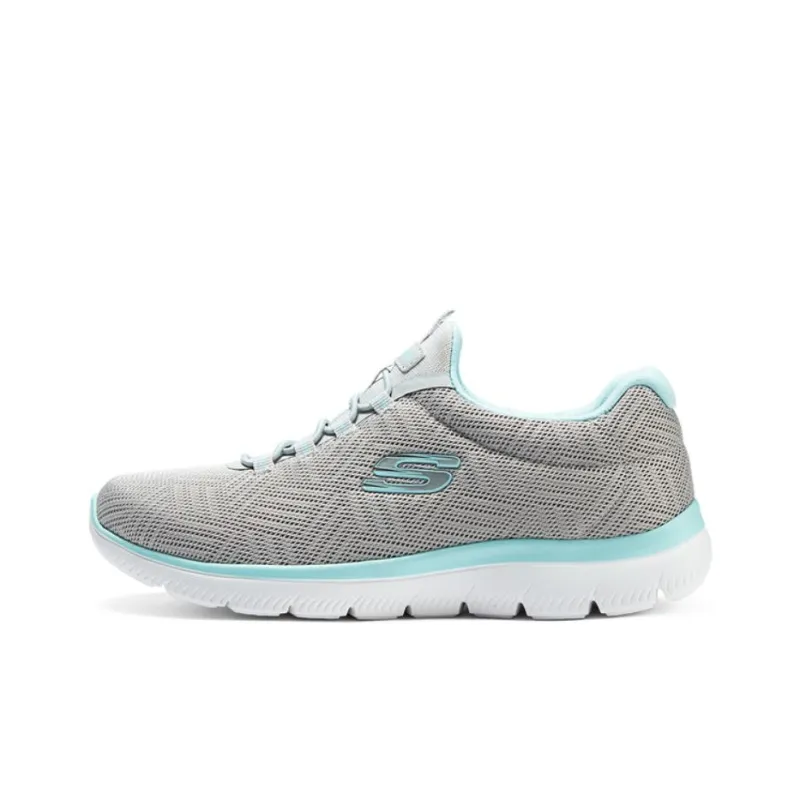 Skechers Cushioning Low-Top Running Shoes Women's Blue Gray-0