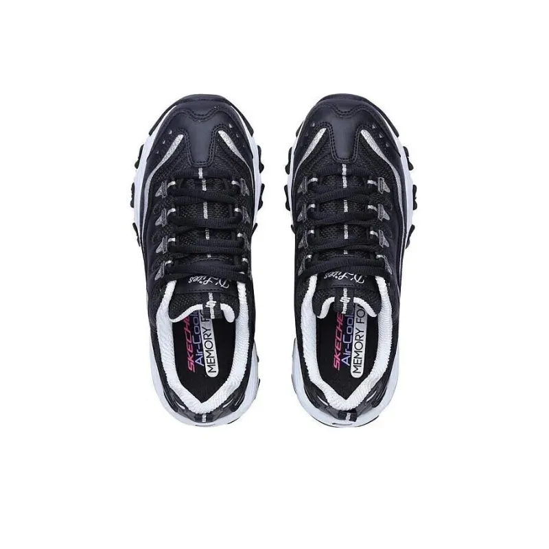 Skechers D'Lites Chunky Sneakers Women's Low Top Black/White/Silver-4