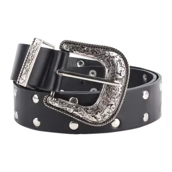 IOTS Brogues Stud, Urban Chic Style Vintage, Stud Button Style PU Leather Belts Women's 3.5CM
